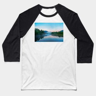 Ausable River Morning Reflection Lake Placid NY sunrise Baseball T-Shirt